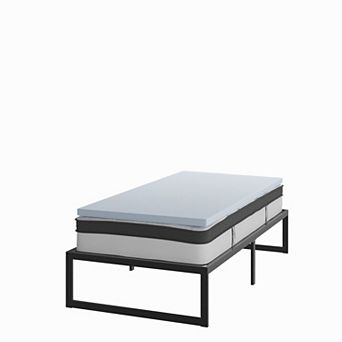 Flash Furniture Platform Bed Frame; Pocket Spring Mattress & Memory Foam Topper