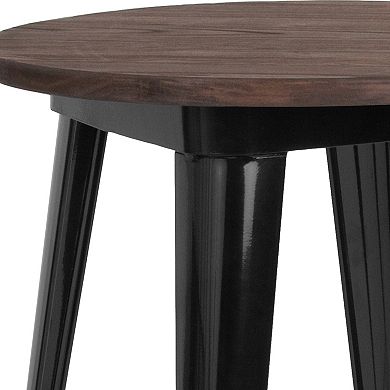 Flash Furniture 24" Round Metal Indoor Table with Rustic Wood Top