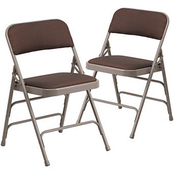 Flash Furniture 2 Pack Curved Triple Braced & Double Hinged Fabric Metal Folding Chair