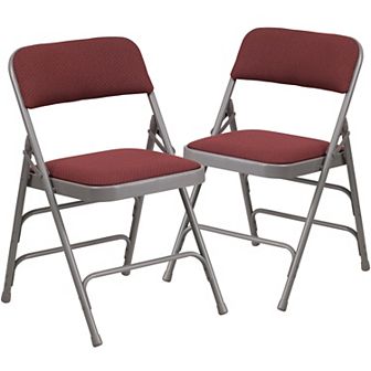 Flash Furniture 2 Pack Curved Triple Braced & Double Hinged Fabric Metal Folding Chair