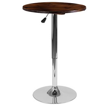 Flash Furniture 23.5" Round Adjustable Pine Wood Table (Adjustable Range 26.25" - 35.5")