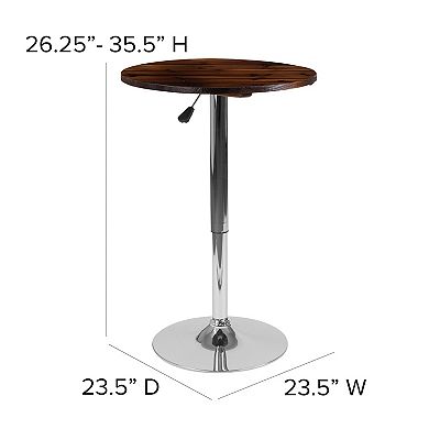 Flash Furniture 23.5" Round Adjustable Pine Wood Table (Adjustable Range 26.25" - 35.5")