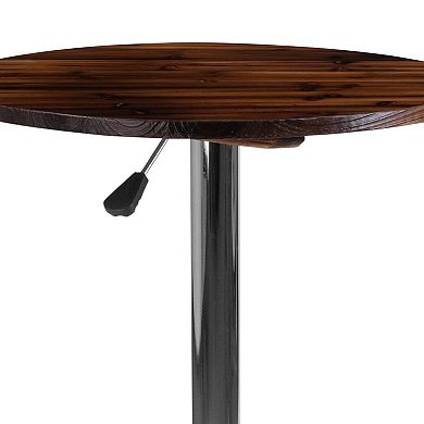 Flash Furniture 23.5" Round Adjustable Pine Wood Table (Adjustable Range 26.25" - 35.5")