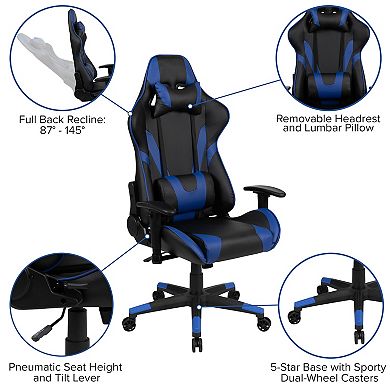 Flash Furniture Desk Bundle - Gaming Desk, Cup Holder, Headphone Hook and Reclining Chair