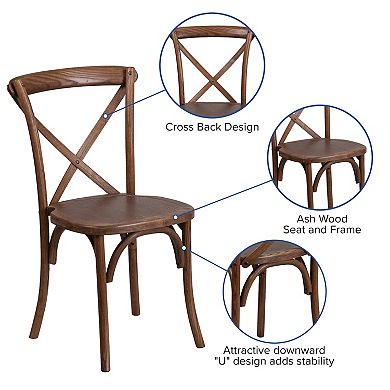 Flash Furniture 60" x 38" Antique Rustic Farm Table Set with 6 Cross Back Chairs and Cushions