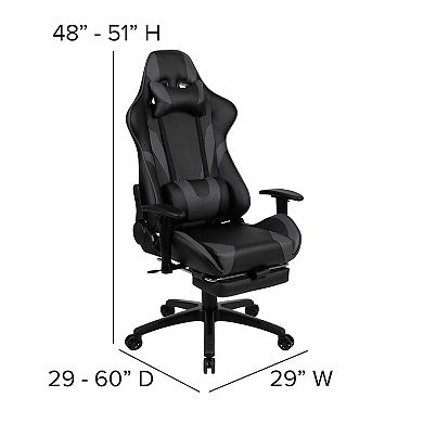 Flash Furniture Gaming Desk Set - Cup/Headset Holder/Reclining & Footrest