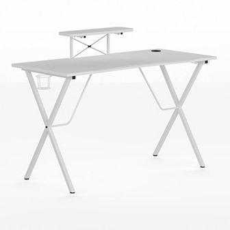 Flash Furniture Gaming Desk with Cup Holder, Headphone Hook, and Monitor/Smartphone Stand