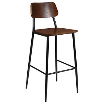 Flash Furniture Industrial Barstool with Steel Frame and Rustic Wood Seat