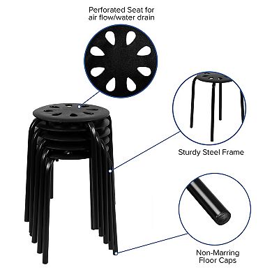 Flash Furniture Plastic Nesting Stack Stools - School/Office/Home, 17.5"Height (5 Pack)