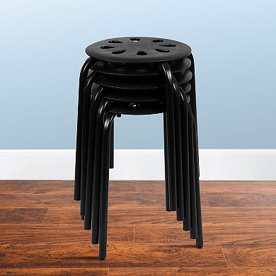 Flash Furniture Plastic Nesting Stack Stools - School/Office/Home, 17.5"Height (5 Pack)