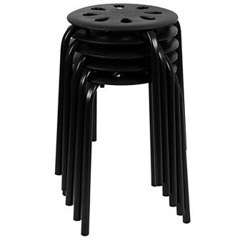 Flash Furniture Plastic Nesting Stack Stools - School/Office/Home, 17.5"Height (5 Pack)
