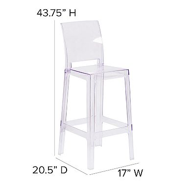Flash Furniture Ghost Barstool with Square Back in Transparent Crystal - Wedding Chairs