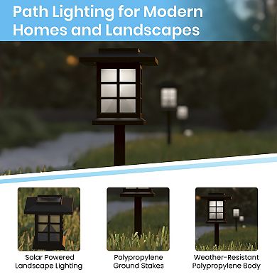 Flash Furniture All - Weather Lantern Design Solar Powered LED Landscape Lights - Set of 8