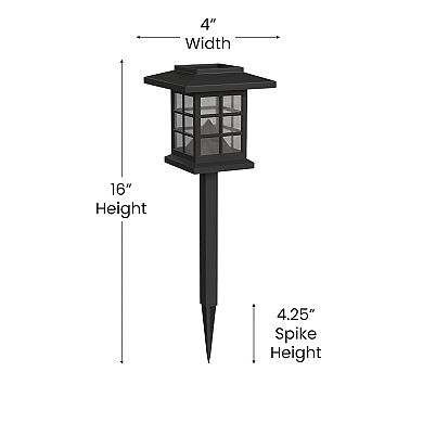 Flash Furniture All - Weather Lantern Design Solar Powered LED Landscape Lights - Set of 8