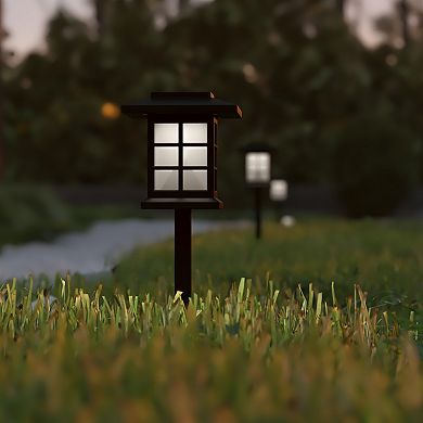 Flash Furniture All - Weather Lantern Design Solar Powered LED Landscape Lights - Set of 8
