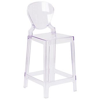 Flash Furniture Ghost Counter Stool with Tear Back in Transparent Crystal - Wedding Chairs