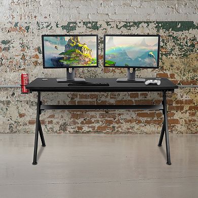 Flash Furniture 55" Computer Gaming Desk - Headphone Holder - Cable Management - Mouse Pad