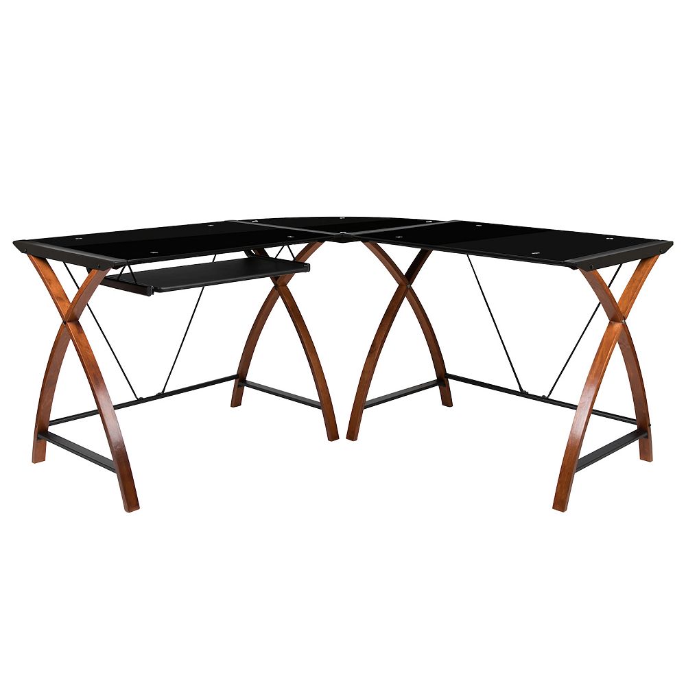 Flash Furniture Glass L-Shape Corner Computer Desk with Pull-Out ...