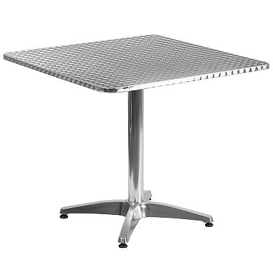 Flash Furniture 31.5" Square Aluminum Indoor-Outdoor Table Set with 2 Slat Back Chairs