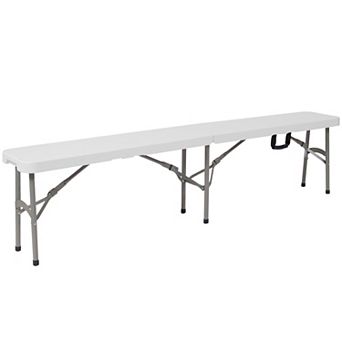 Flash Furniture 11"W x 72"L Bi-Fold Granite White Folding Bench with Carrying Handle