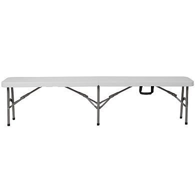 Flash Furniture 11"W x 72"L Bi-Fold Granite White Folding Bench with Carrying Handle