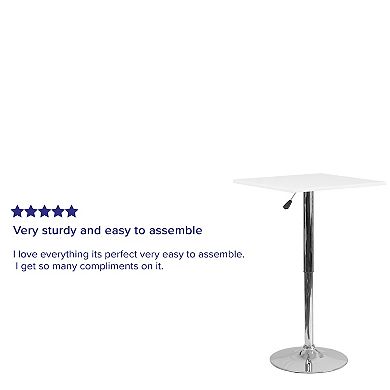 Flash Furniture 23.75" Square Adjustable White Wood Swivel Table (Adjustable Range 33" - 40.5")