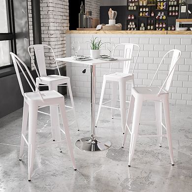 Flash Furniture 23.75" Square Adjustable White Wood Swivel Table (Adjustable Range 33" - 40.5")