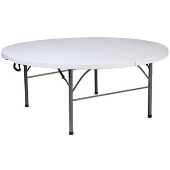 Flash Furniture 5.89-Foot Round Bi-Fold Plastic Banquet Folding Table with Handle