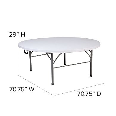 Flash Furniture 5.89-Foot Round Bi-Fold Plastic Banquet Folding Table with Handle