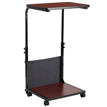 Flash Furniture Mobile Sit/Stand Mahogany Desk w/ Removable Pouch (Adj Range 27" - 46.5")