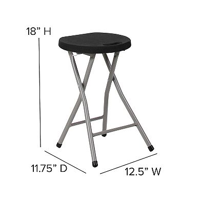 Flash Furniture 2 Pack Foldable Stool with Plastic Seat and Titanium Gray Frame - Portable Stool