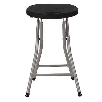 Flash Furniture 2 Pack Foldable Stool with Plastic Seat and Titanium Gray Frame - Portable Stool