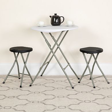 Flash Furniture 2 Pack Foldable Stool with Plastic Seat and Titanium Gray Frame - Portable Stool