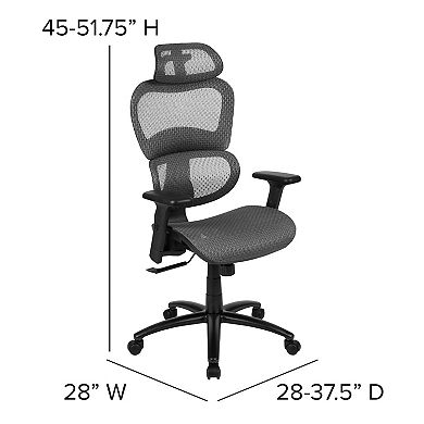 Flash Furniture Ergonomic Mesh Office Chair with Synchro-Tilt, Headrest, Adjustable Pivot Arms