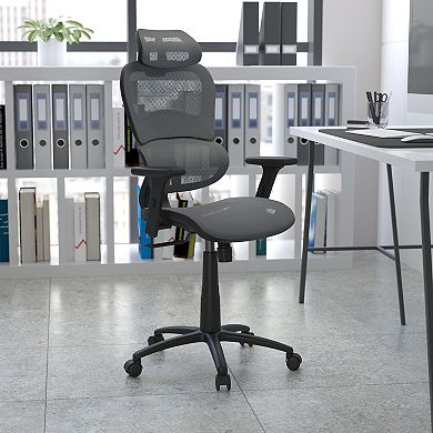 Flash Furniture Ergonomic Mesh Office Chair with Synchro-Tilt, Headrest, Adjustable Pivot Arms