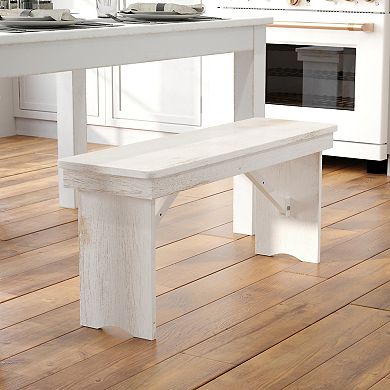 Flash Furniture 40" x 12" Antique Rustic Solid Pine Folding Farm Bench