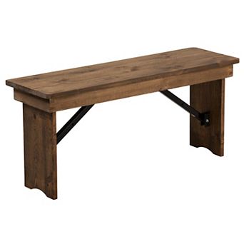 Flash Furniture 40" x 12" Antique Rustic Solid Pine Folding Farm Bench
