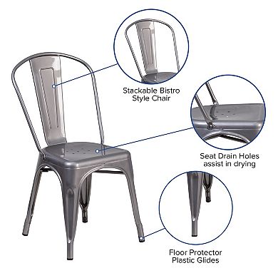 Flash Furniture Clear Coated Metal Indoor Stackable Chair