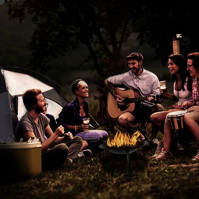 Flash Furniture Foldable Outdoor Wood Burning Portable Firepit with Mesh Spark screen and Poker