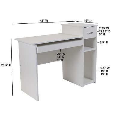 Flash Furniture Computer Desk with Shelves and Drawer