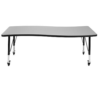 Flash Furniture Mobile 26"W x 60"L Wave Collaborative Grey Kids Adjustable Activity Table