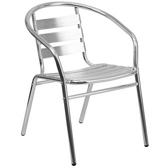 Flash Furniture Commercial Aluminum Indoor-Outdoor Stack Chair with Triple Slat Back and Arms