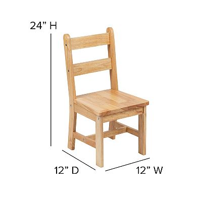 Flash Furniture Kids 3 Piece Solid Hardwood Table and Chair Set for Playroom, Kitchen