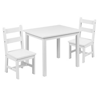 Flash Furniture Kids 3 pc Solid Hardwood Table and Chair Set for Playroom, Kitchen
