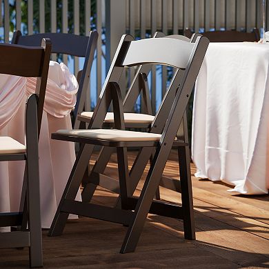 Flash Furniture Wood Folding Chair with Vinyl Padded Seat