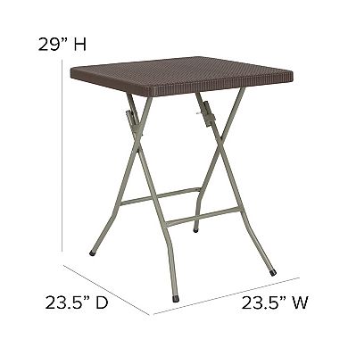 Flash Furniture 1.95-Foot Square Rattan Plastic Folding Table - Outdoor Event Table