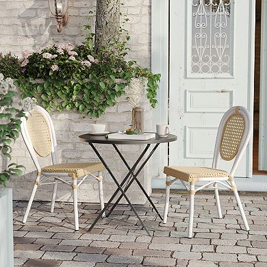 Flash Furniture 2 Pack All-Weather Commercial Paris Chairs with Metal Frames
