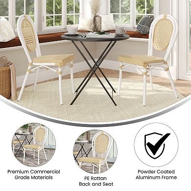 Flash Furniture 2 Pack All-Weather Commercial Paris Chairs with Metal Frames