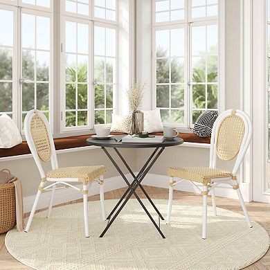 Flash Furniture 2 Pack All-Weather Commercial Paris Chairs with Metal Frames