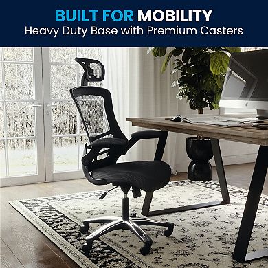Flash Furniture High Back Mesh Ergonomic Chair with Chrome Plated Base and Flip-Up Arms